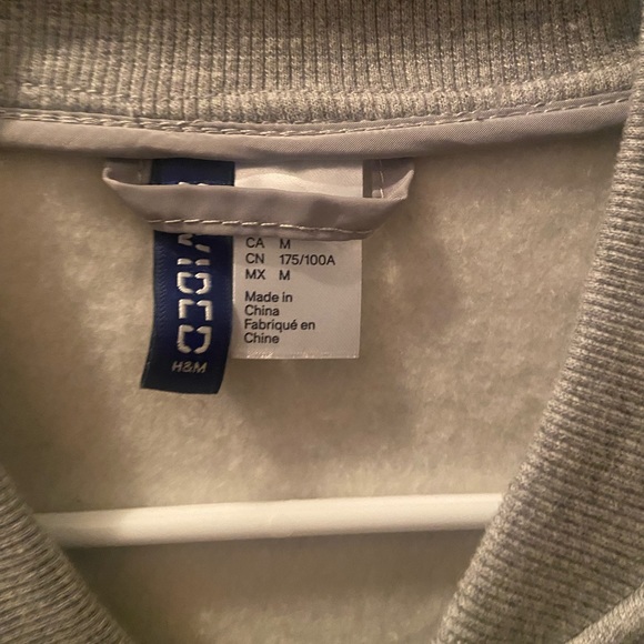 H&M Bomber Jacket Gray with Nylon Sleeves - Picture 2 of 5